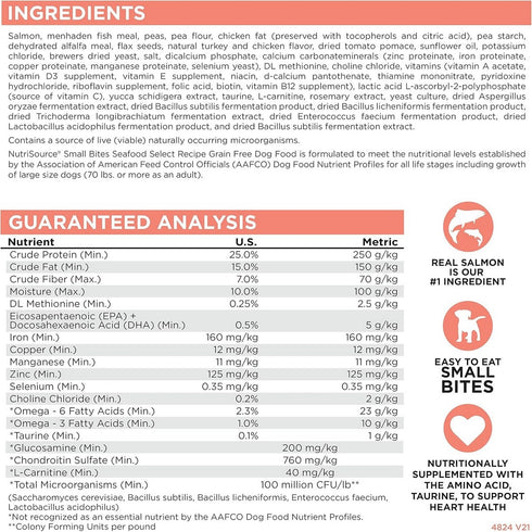 NutriSource Small Bites Seafood Small Bites Grain Free Dry Dog Food 12lb - Poudre Pet & Feed Supply 4